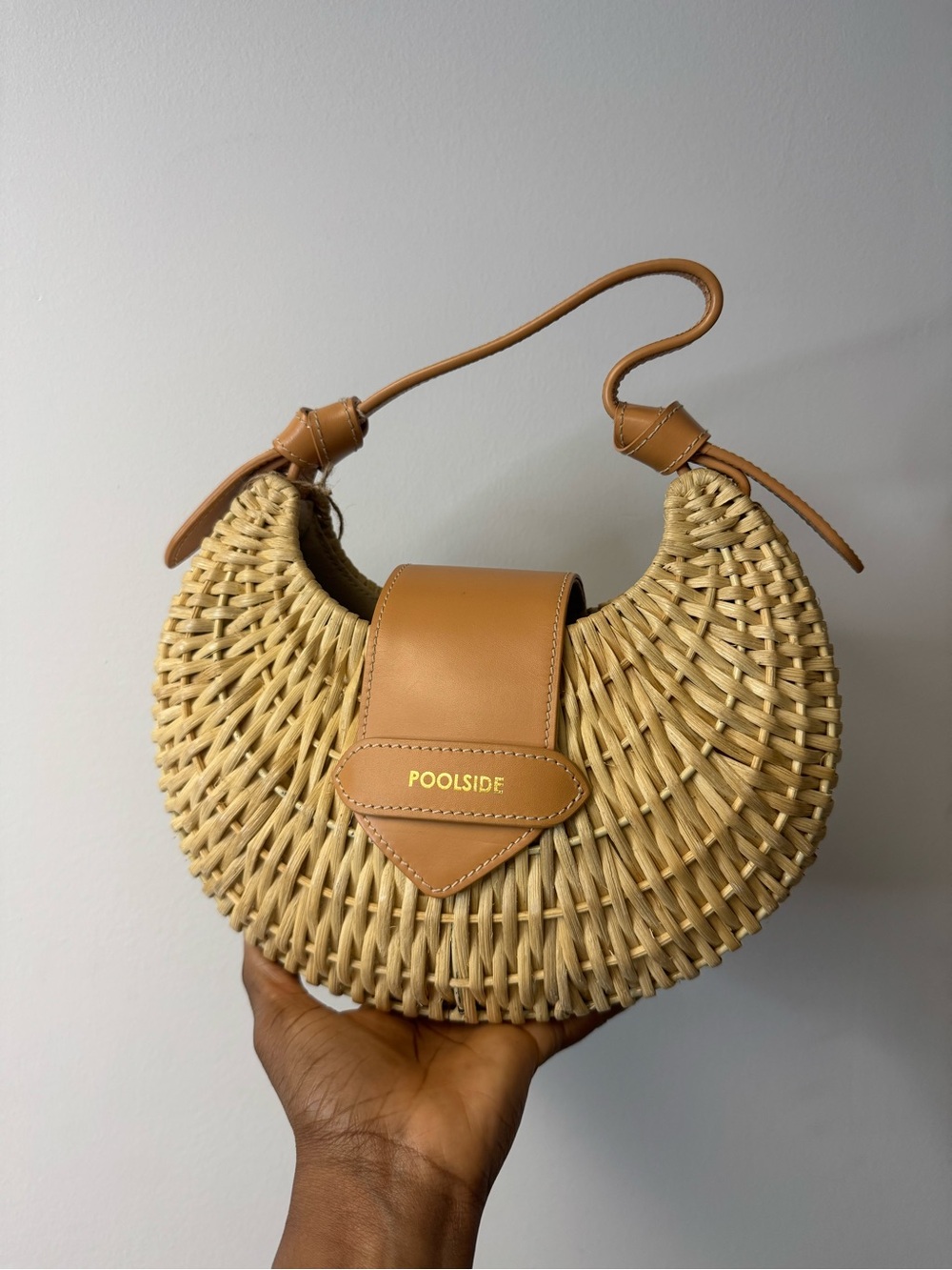 Poolside Small Rattan Hobo Shoulder Bag